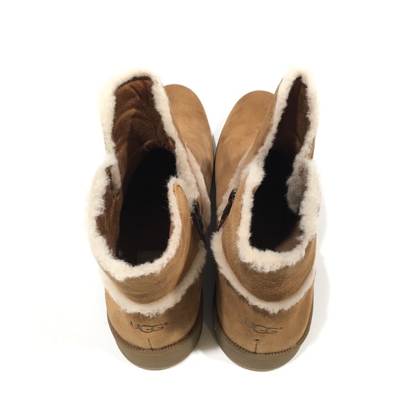 UGG Coletta Big Kids Ankle Boots -Chestnut Suede / UGGpure -Youth US 6 -NEW - Picture 6 of 8